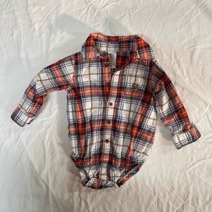 Carter's Red and Blue Plaid Button Down Bodysuit
